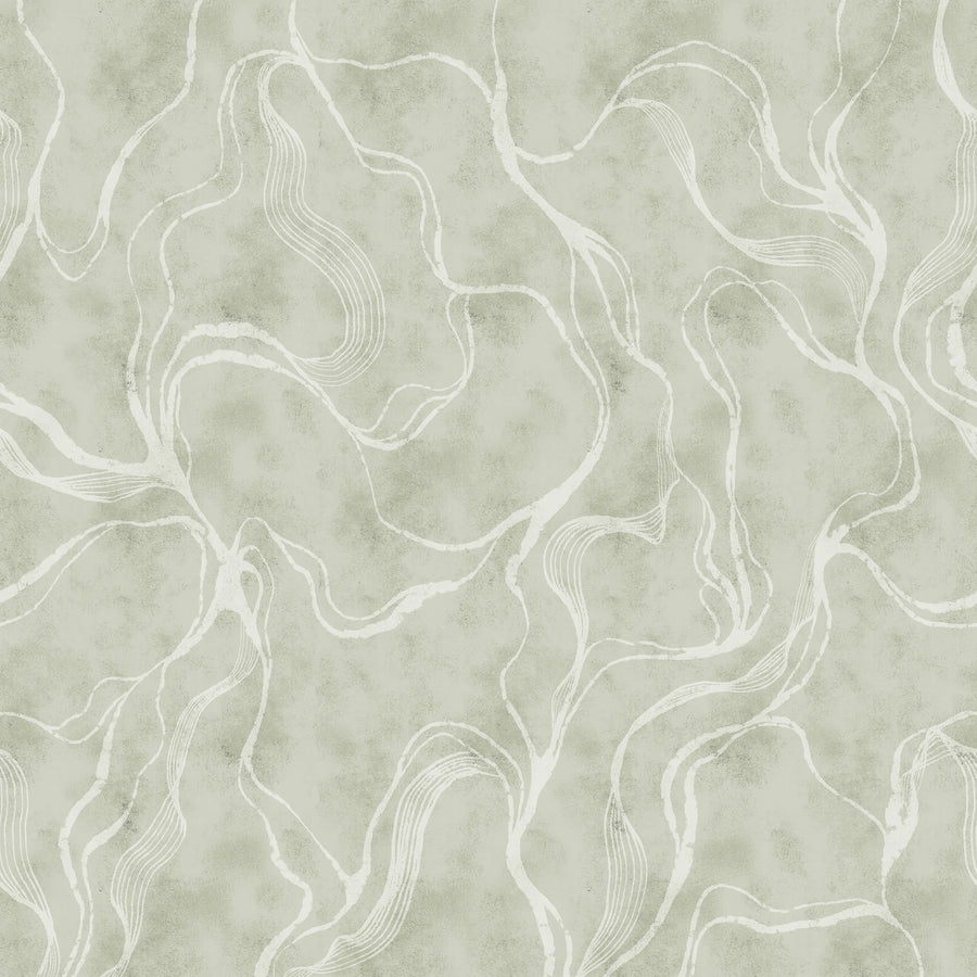 Soft Curve, Green Mural Wallpaper