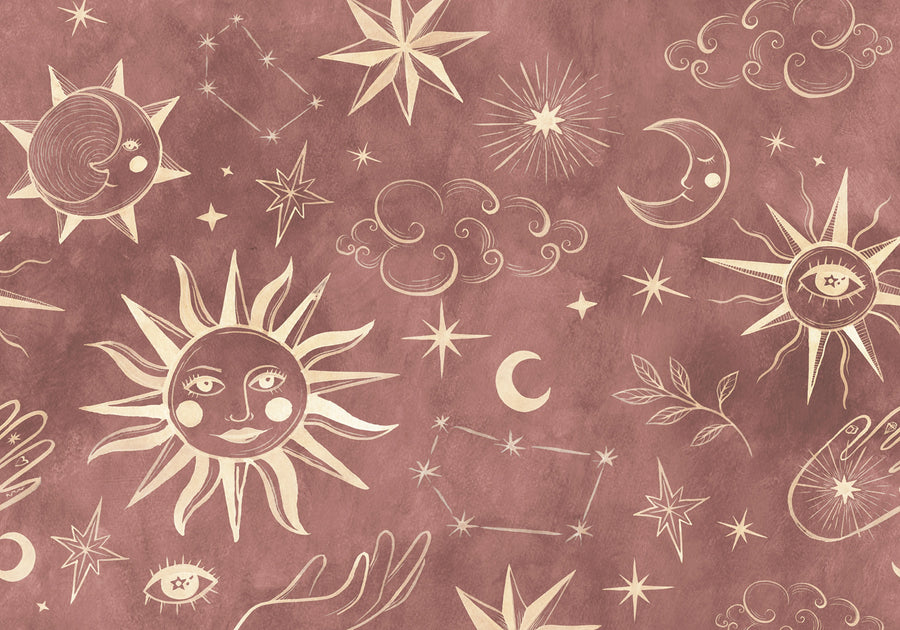 Astrology, Red Mural Wallpaper