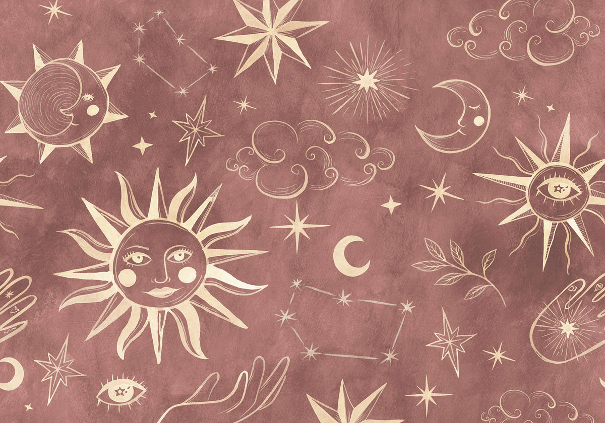 Astrology, Red Mural Wallpaper - pure wallpaper artwork