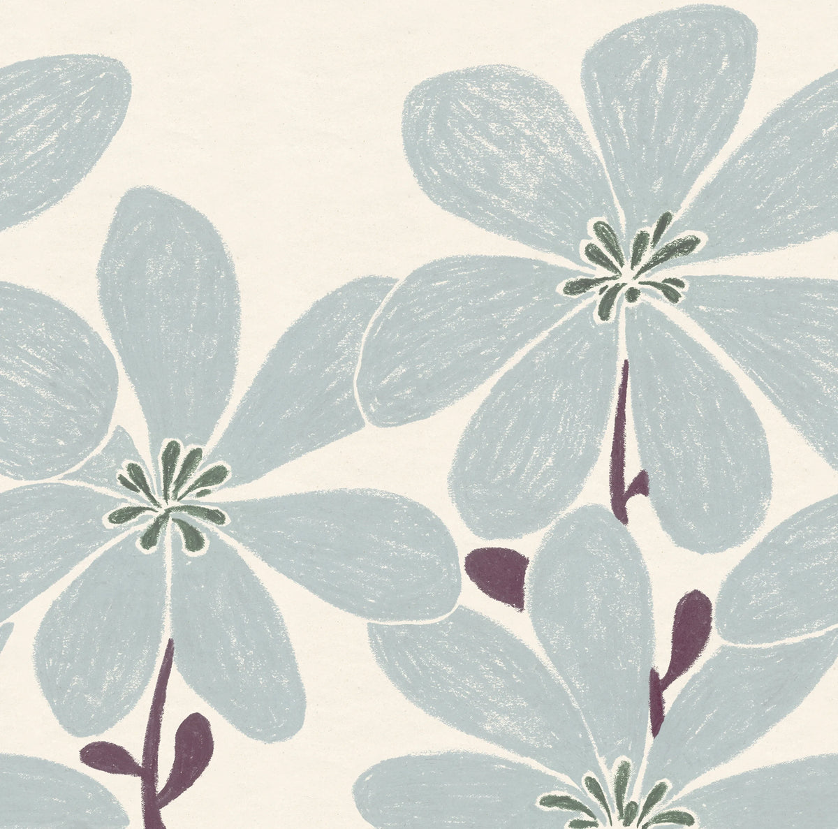 Sketched Flower, Blue Mural Wallpaper - pure wallpaper artwork