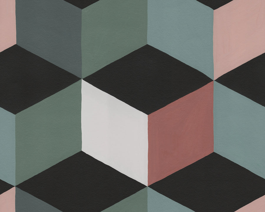 Colorful Rombs, Green Mural Wallpaper