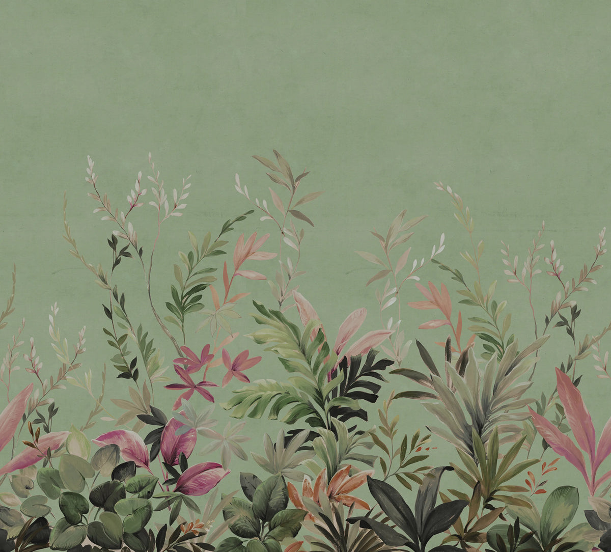 Jungle Meadow, Green Mural Wallpaper - pure wallpaper artwork
