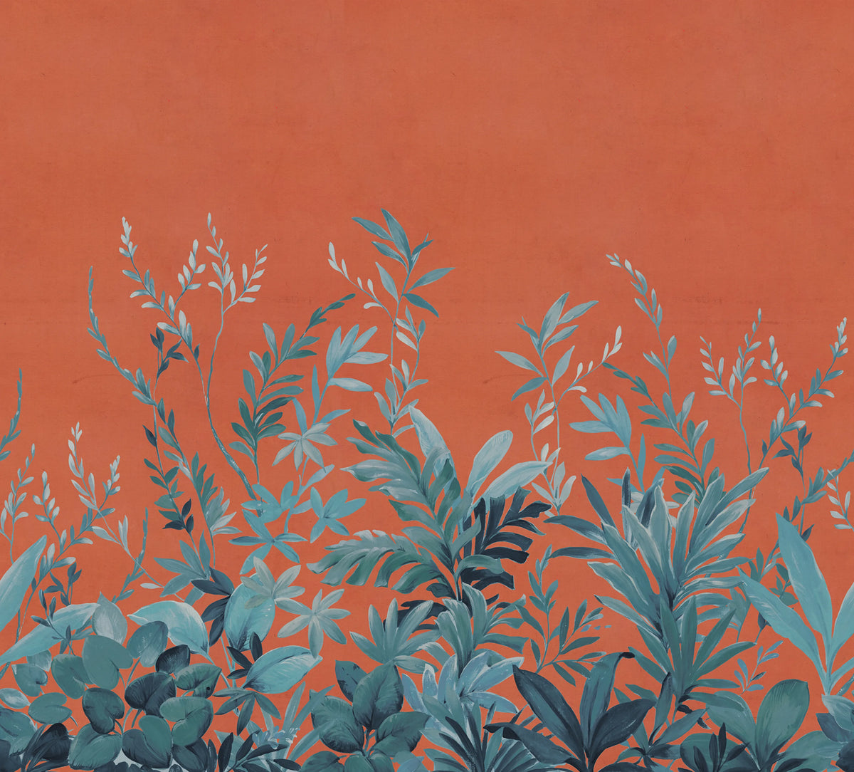 Jungle Meadow, Orange Mural Wallpaper - pure wallpaper artwork