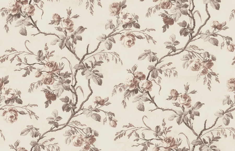 Rose Garland, Beige Mural Wallpaper