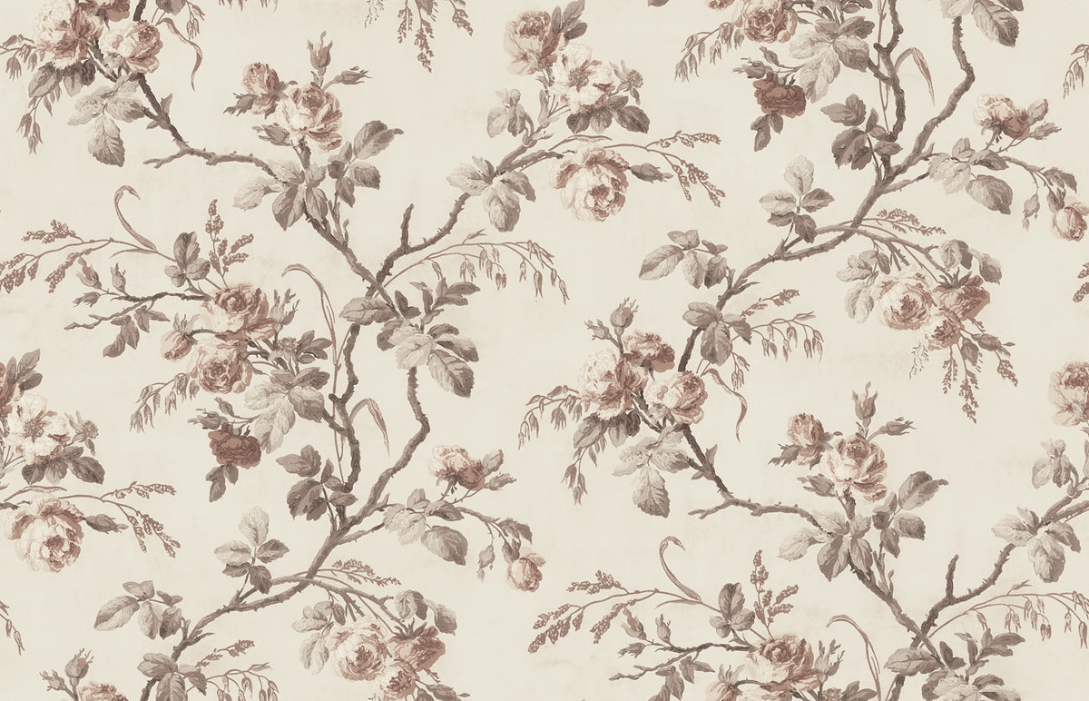 Rose Garland, Beige Mural Wallpaper - pure wallpaper artwork