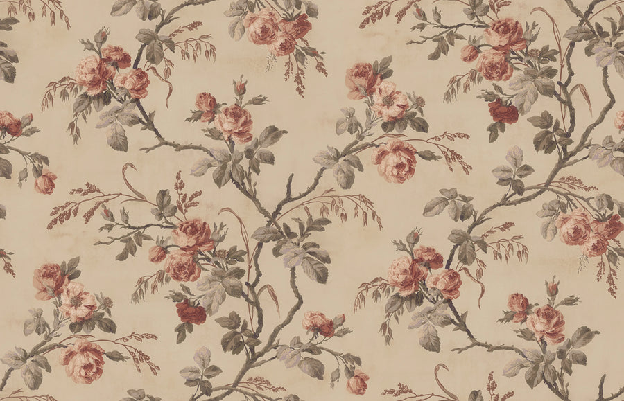 Rose Garland, Red Mural Wallpaper