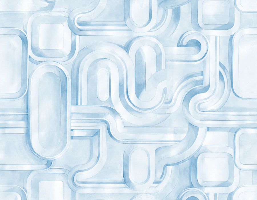 Abstract Path, Blue Mural Wallpaper