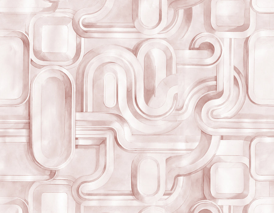 Abstract Path, Pink Mural Wallpaper