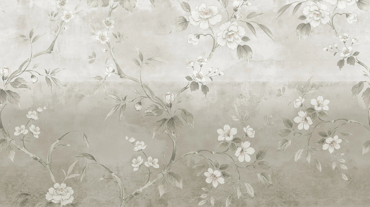 Concrete Flowers, Beige Mural Wallpaper - pure wallpaper artwork