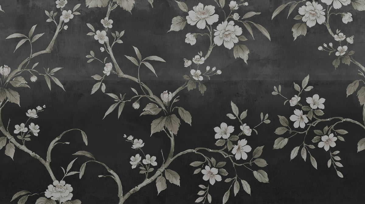 Concrete Flowers, Black Mural Wallpaper - pure wallpaper artwork