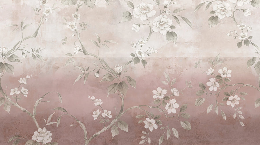 Concrete Flowers, Pink Mural Wallpaper