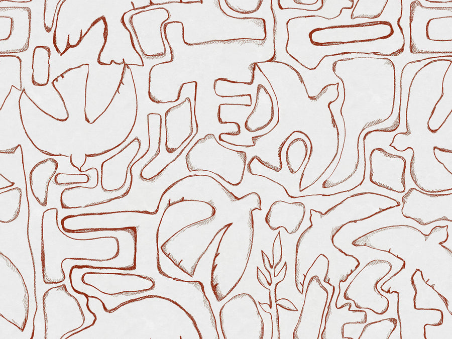 Peaceful, Red Mural Wallpaper