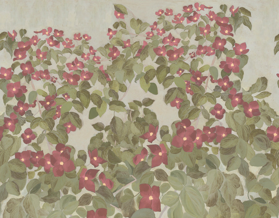 Parkflowers, Red Mural Wallpaper