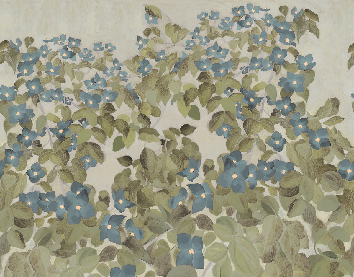 Parkflowers, Blue Mural Wallpaper - pure wallpaper artwork