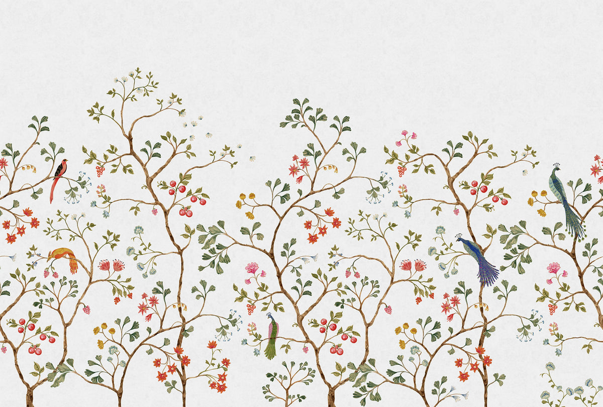 Songbird Mural, White Mural Wallpaper - pure wallpaper artwork