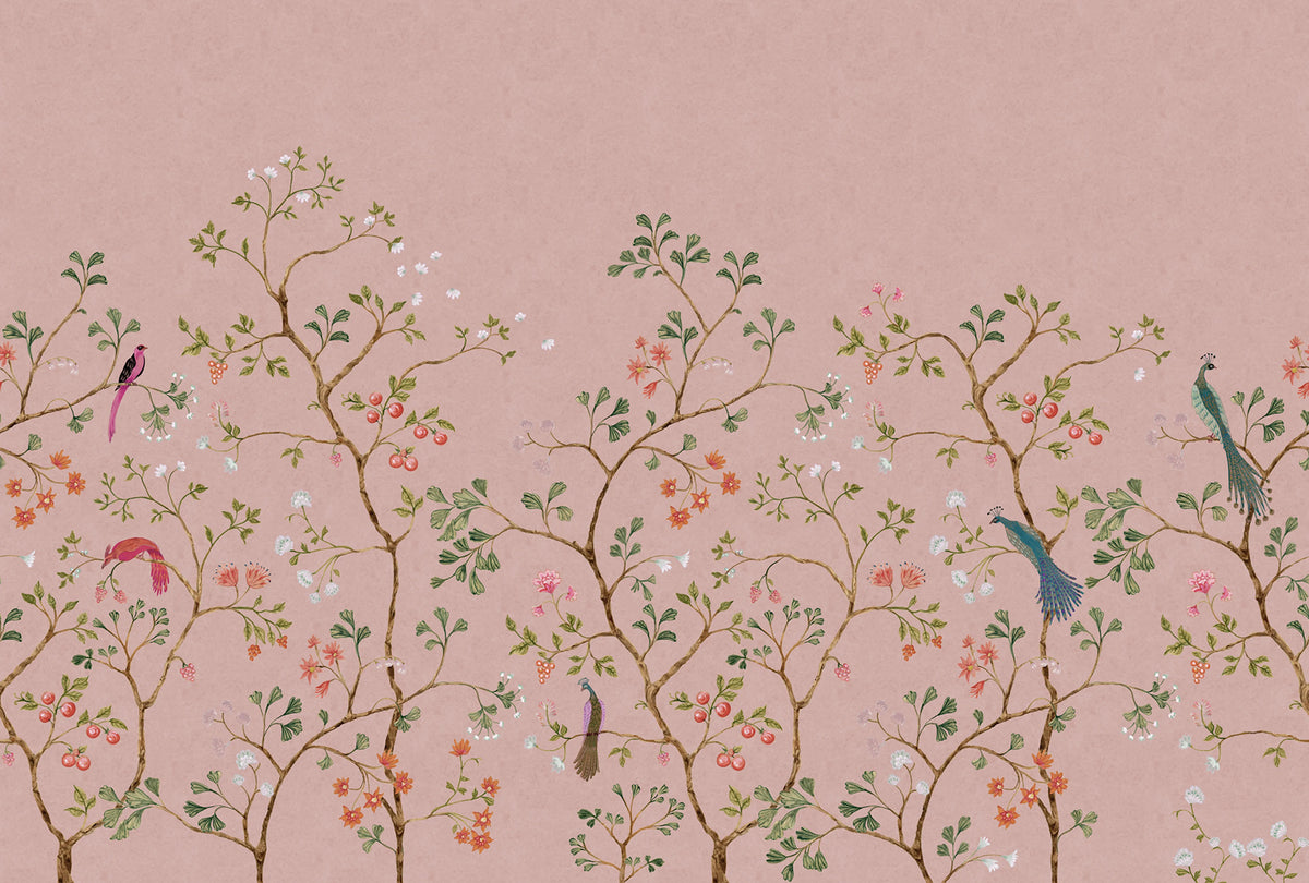 Songbird Mural, Pink Mural Wallpaper - pure wallpaper artwork