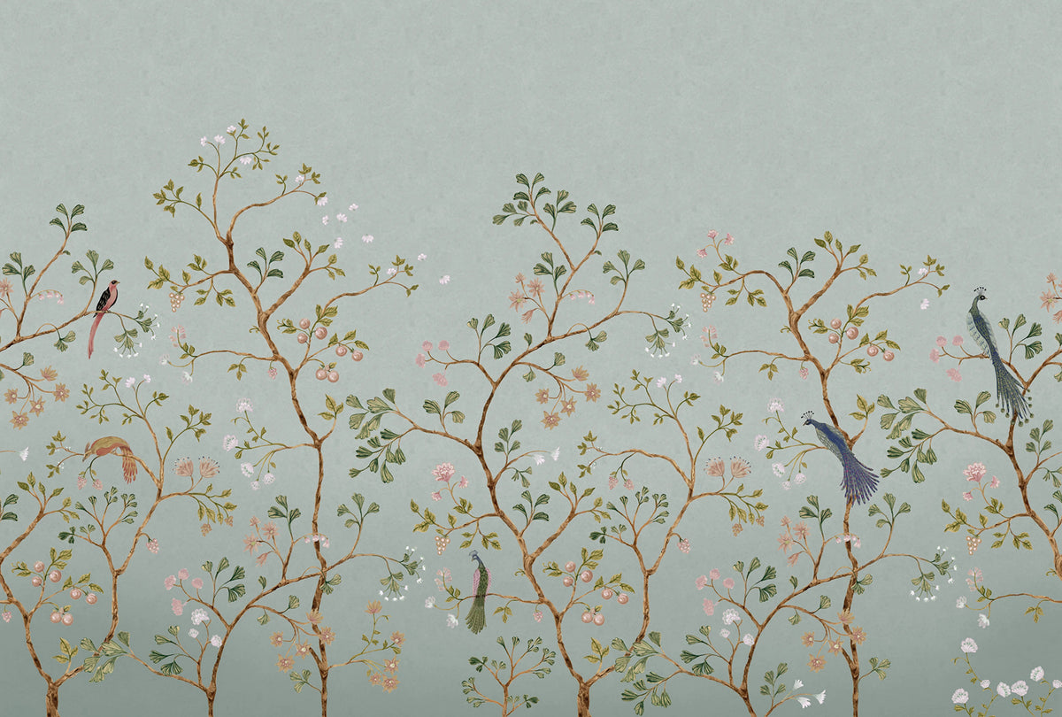 Songbird Mural, Green Mural Wallpaper - pure wallpaper artwork