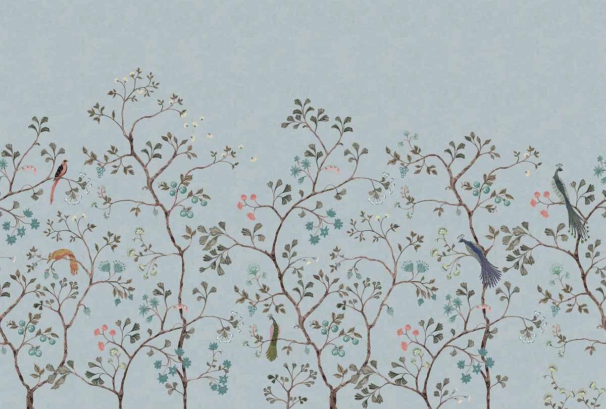 Songbird Mural, Blue Mural Wallpaper - pure wallpaper artwork