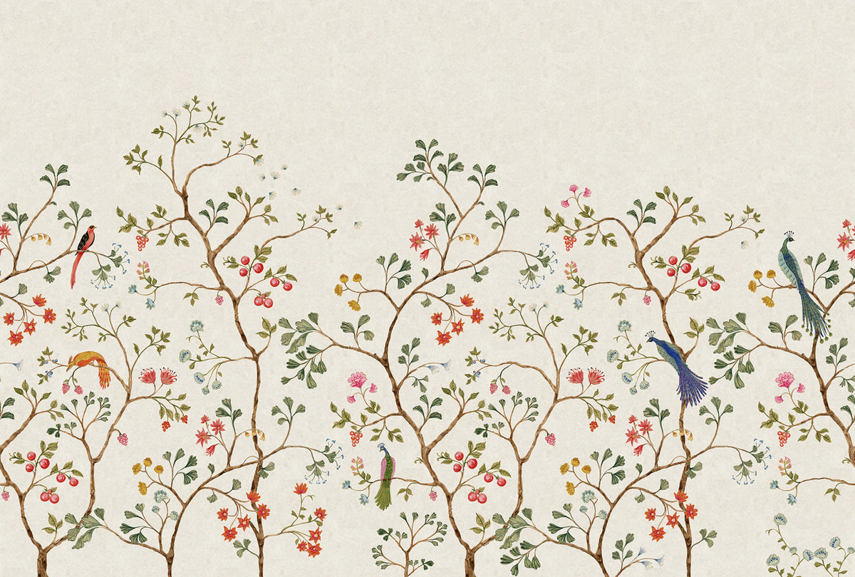 Songbird Mural, Beige Mural Wallpaper - pure wallpaper artwork