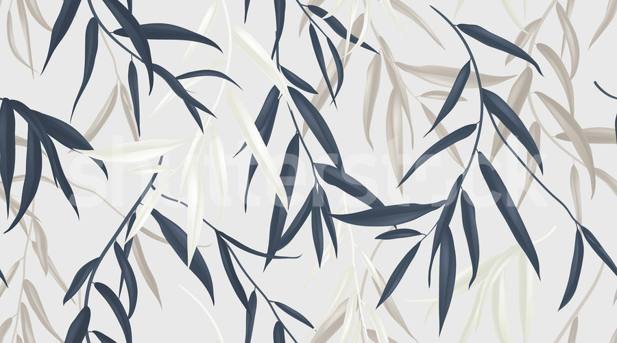 Bamboo Jungle, Blue Mural Wallpaper