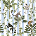 Monkey Stripes, Blue Mural Wallpaper - pure wallpaper artwork