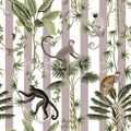 Monkey Stripes, Greige Mural Wallpaper - pure wallpaper artwork