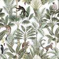 Tropical Monkeys, Green Mural Wallpaper - pure wallpaper artwork