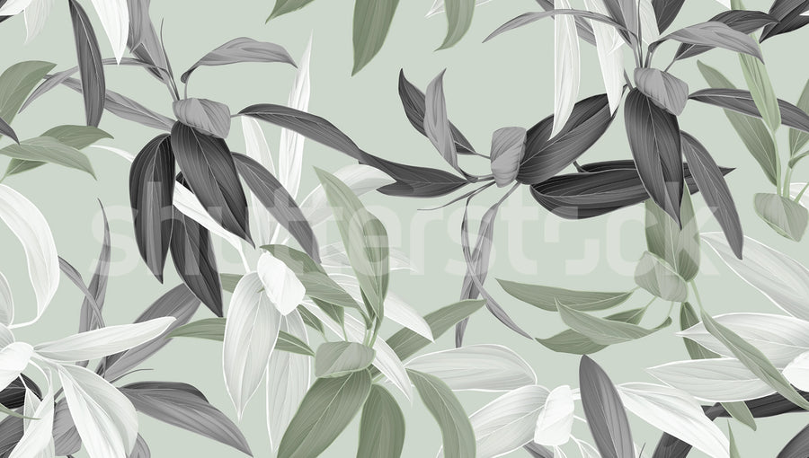 Lily Garden, Green Mural Wallpaper