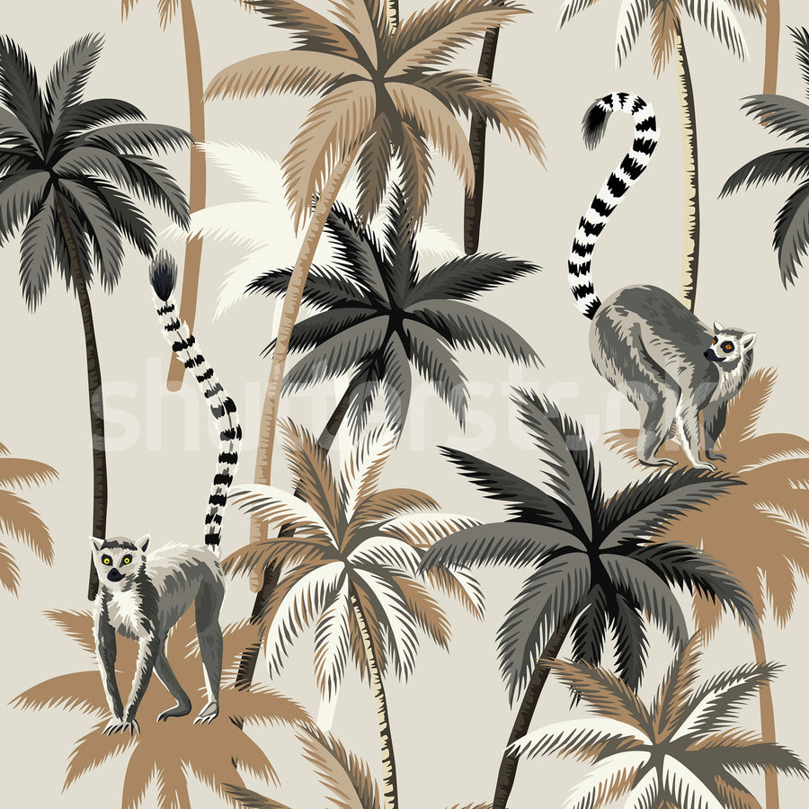 Lemur Palms, Sand Mural Wallpaper