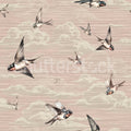 Swallow Sky, Dusty Pink Mural Wallpaper - pure wallpaper artwork