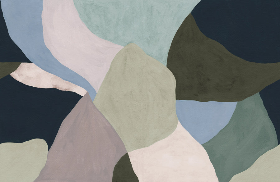 Abstract Fields, Pink & Blue Mural Wallpaper
