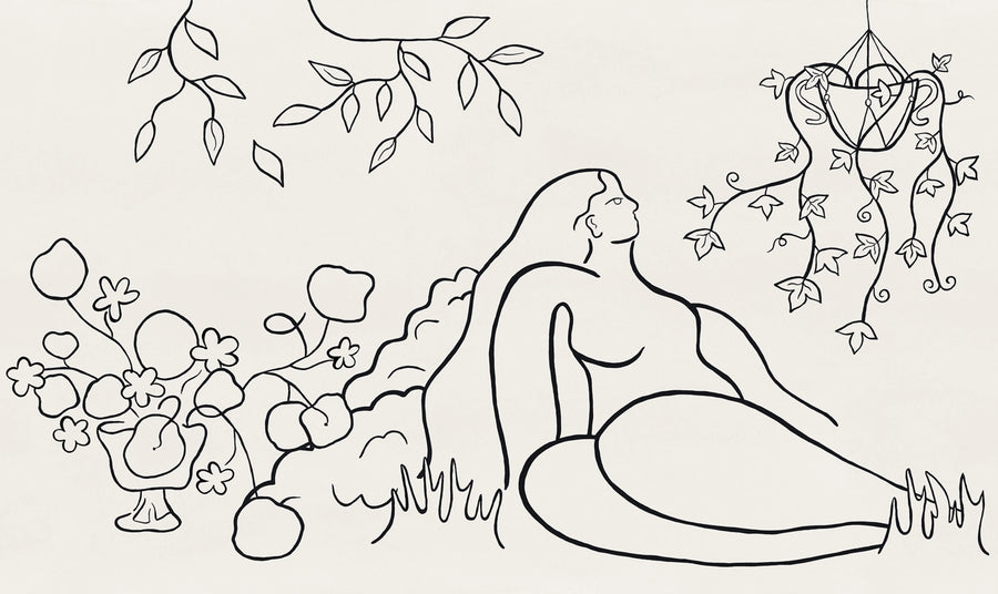 Lush Lines, Black & White Mural Wallpaper