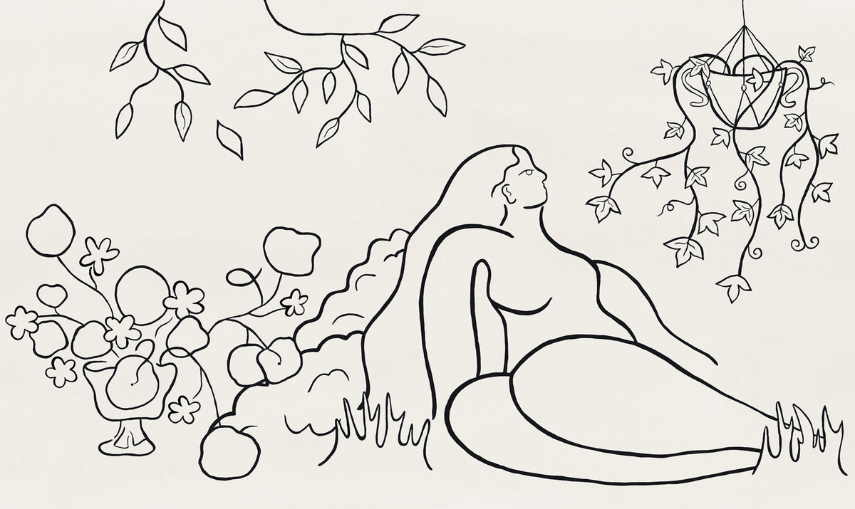 Lush Lines, Black & White Mural Wallpaper - pure wallpaper artwork