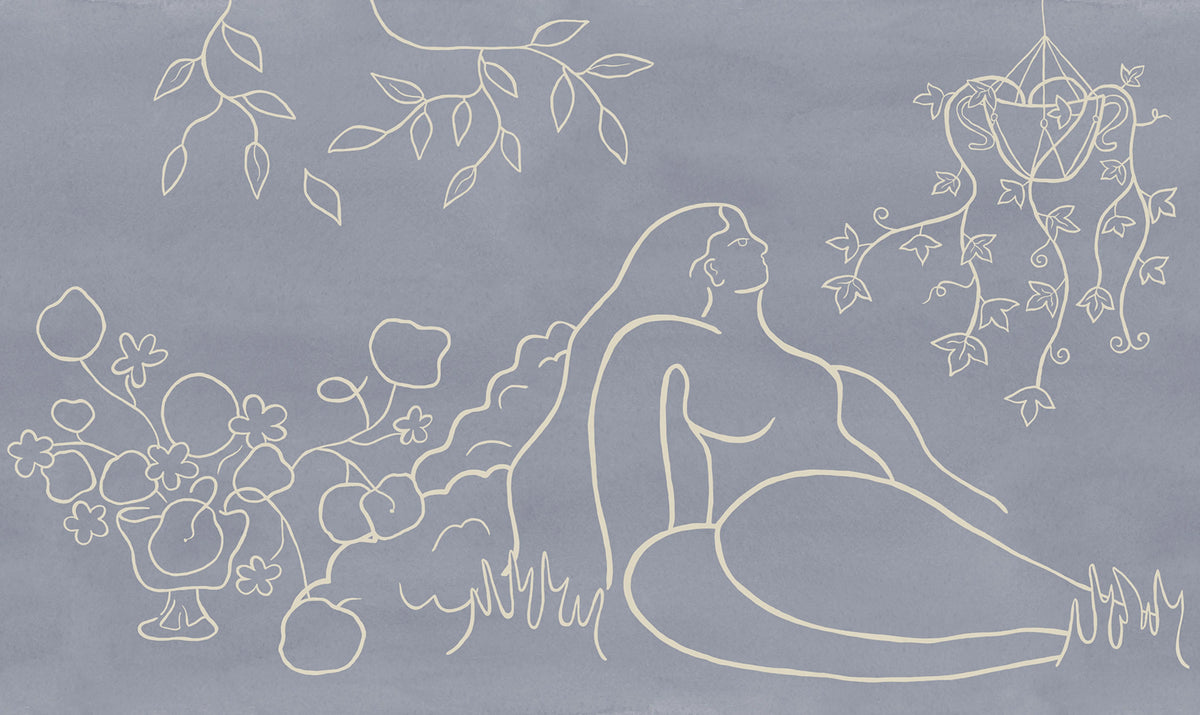 Lush Lines, Blue Mural Wallpaper - pure wallpaper artwork