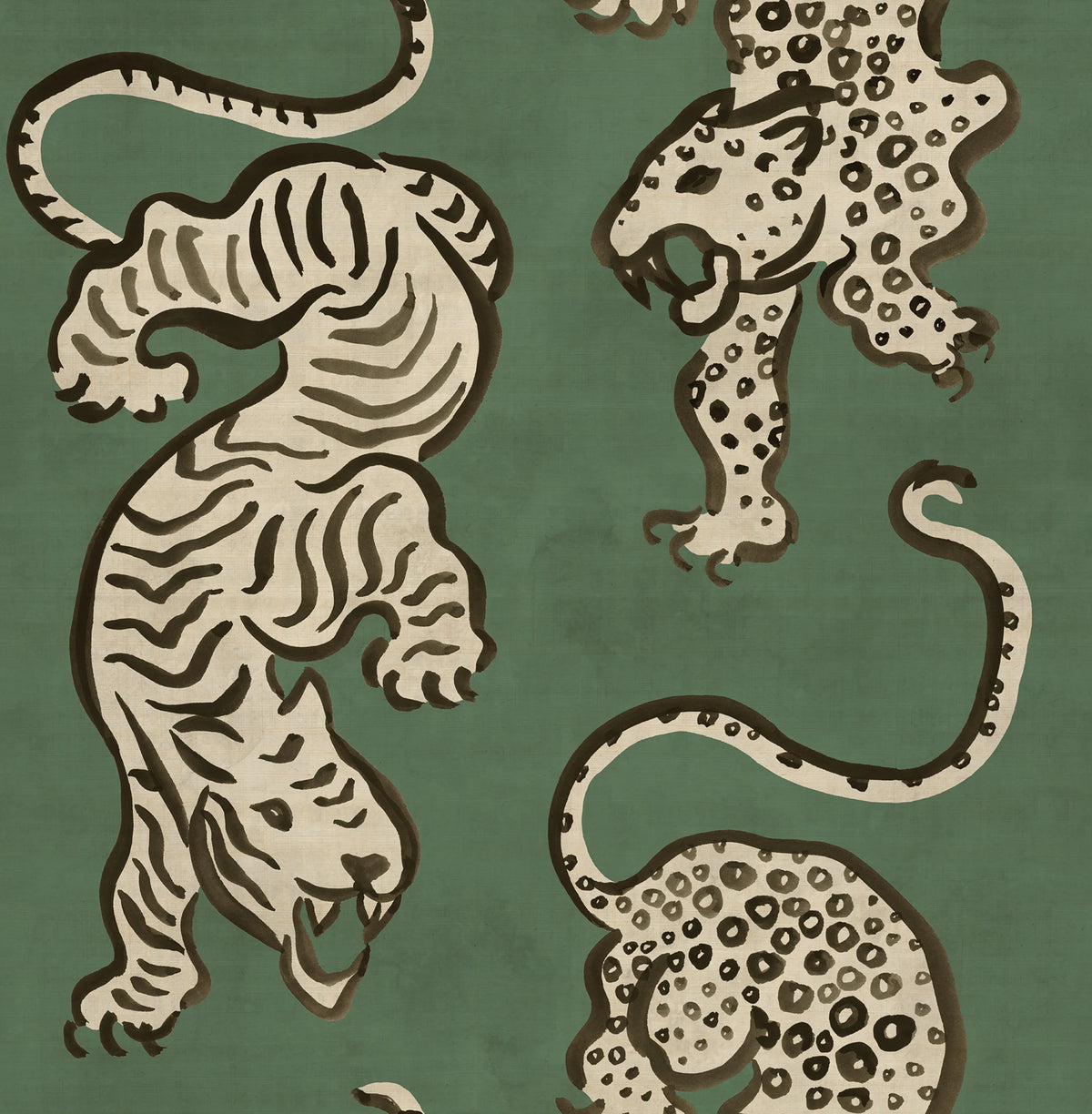 Ink Tiger, Green Mural Wallpaper - pure wallpaper artwork