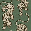 Ink Tiger, Green Mural Wallpaper - pure wallpaper artwork