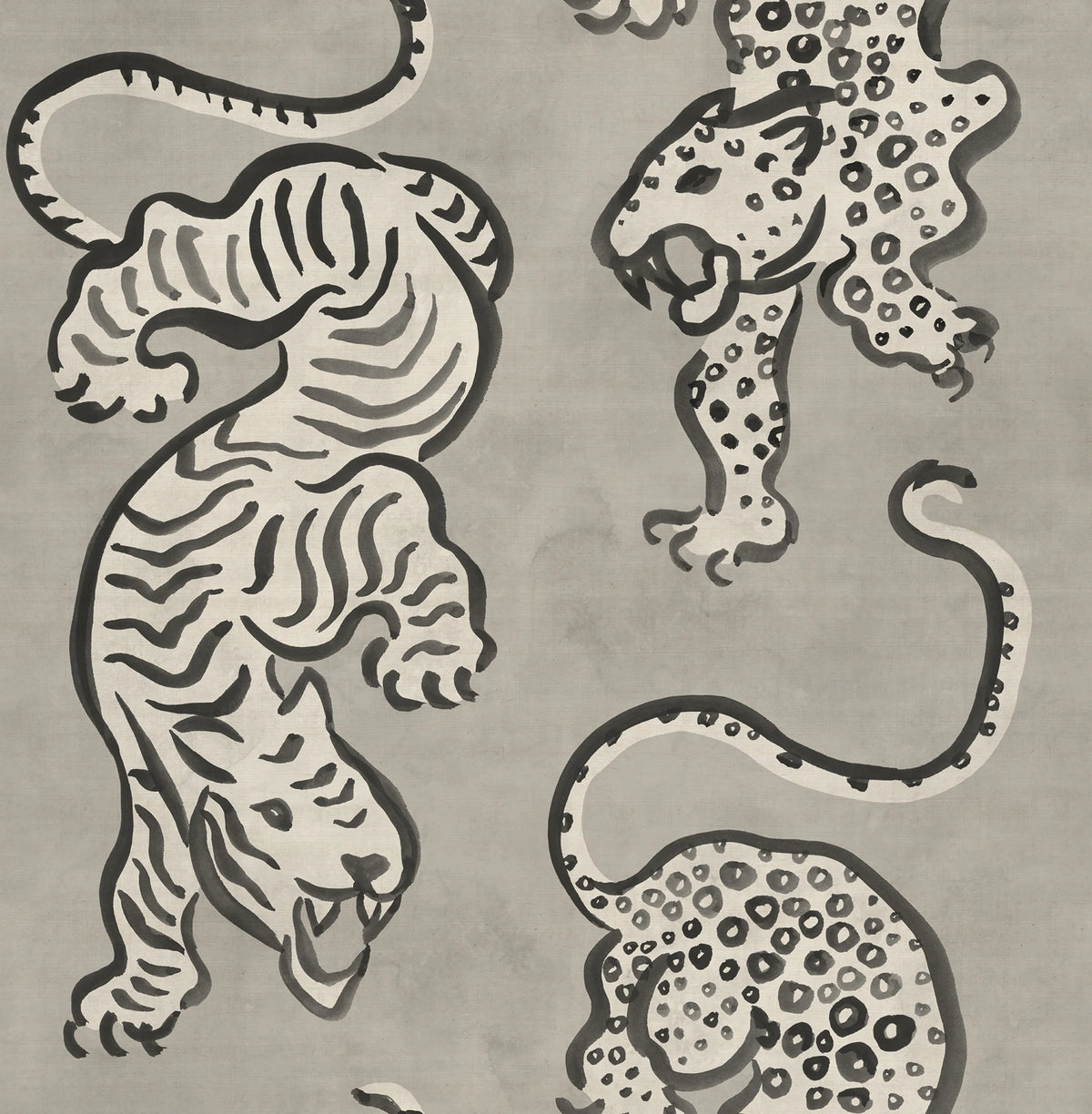 Ink Tiger, Gray Mural Wallpaper - pure wallpaper artwork
