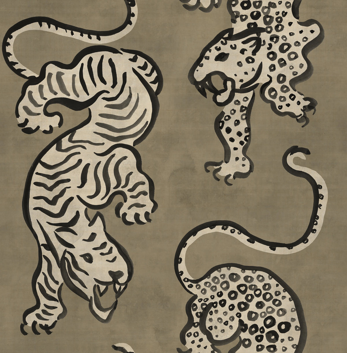 Ink Tiger, Brown Mural Wallpaper - pure wallpaper artwork