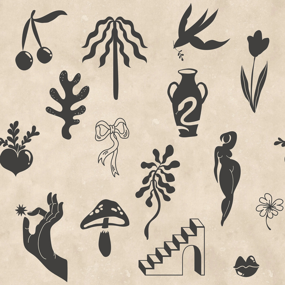 Symbolic Tales, Black Mural Wallpaper - pure wallpaper artwork