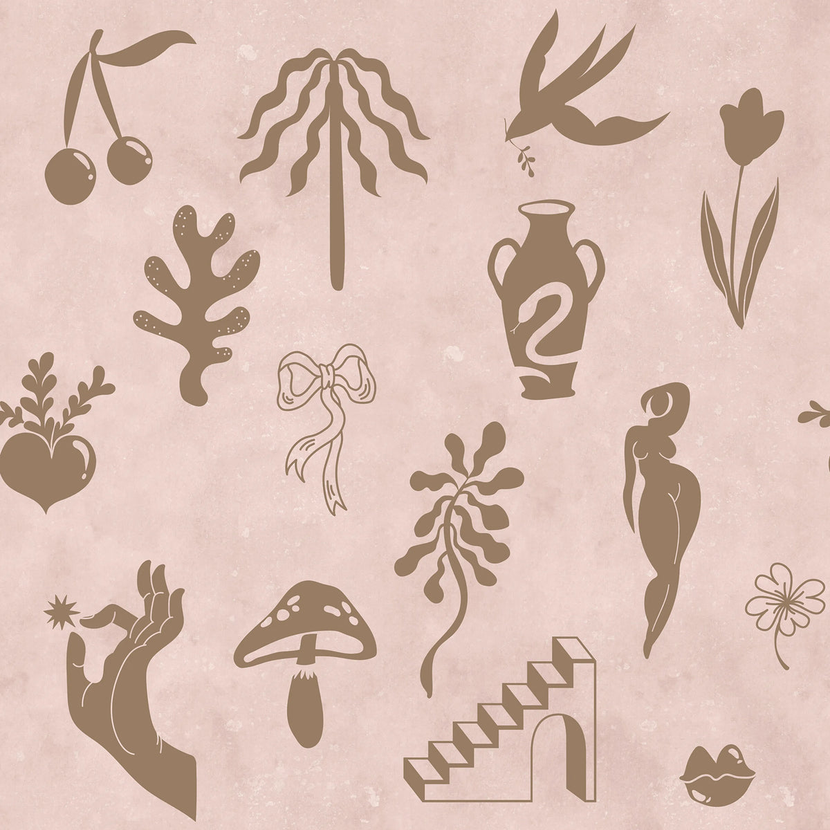 Symbolic Tales, Pink Mural Wallpaper - pure wallpaper artwork