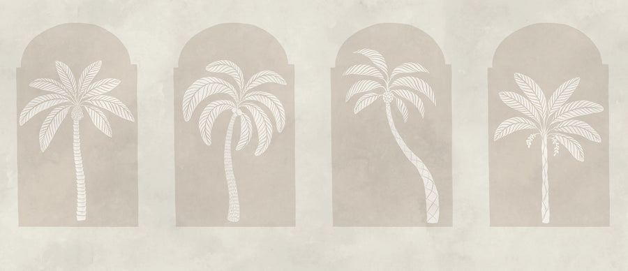 Palm Arches, Beige Mural Wallpaper