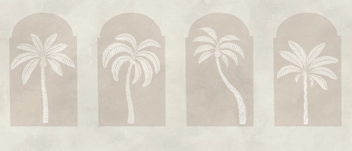 Palm Arches, Beige Mural Wallpaper - pure wallpaper artwork