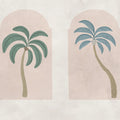 Palm Arches, Green & Pink Mural Wallpaper - pure wallpaper artwork