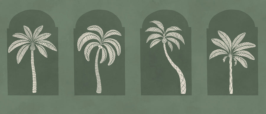 Palm Arches, Green Mural Wallpaper