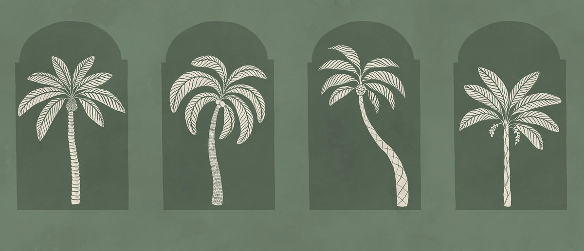 Palm Arches, Green Mural Wallpaper - pure wallpaper artwork