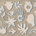 Symbolic, Blue & Beige Mural Wallpaper - pure wallpaper artwork