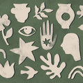 Symbolic, Green & Beige Mural Wallpaper - pure wallpaper artwork
