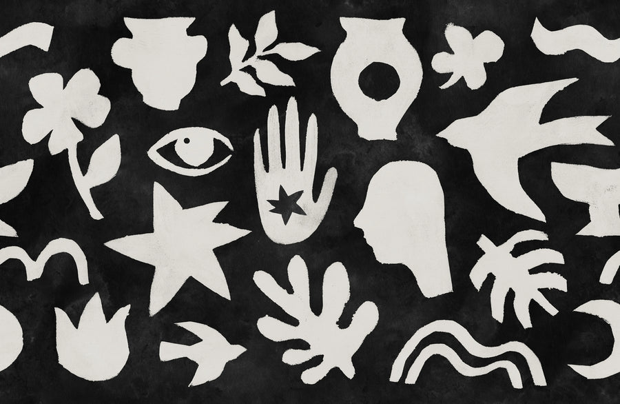Symbolic, Black & White Mural Wallpaper