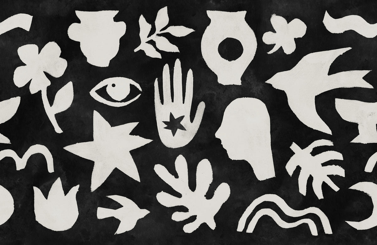 Symbolic, Black & White Mural Wallpaper - pure wallpaper artwork