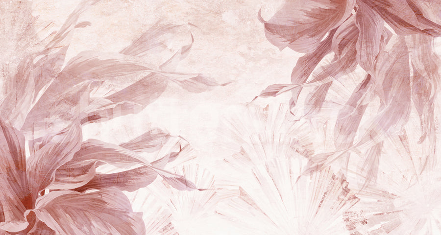 Leafy Dream, Pink Mural Wallpaper